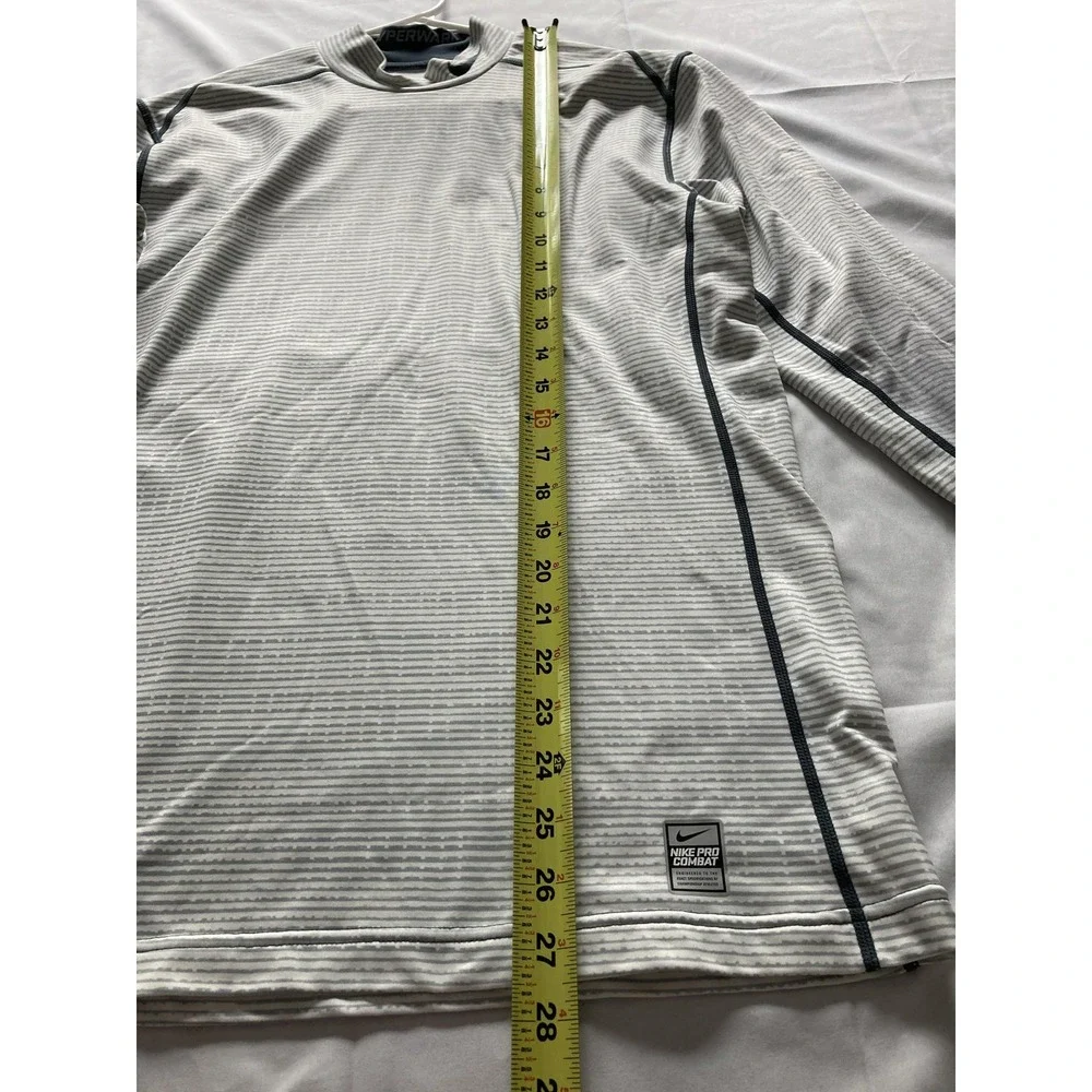 Nike Pro Combat Shirt Men M White Hyperwarm DriFit Fitted Base Layer Thermal EUC